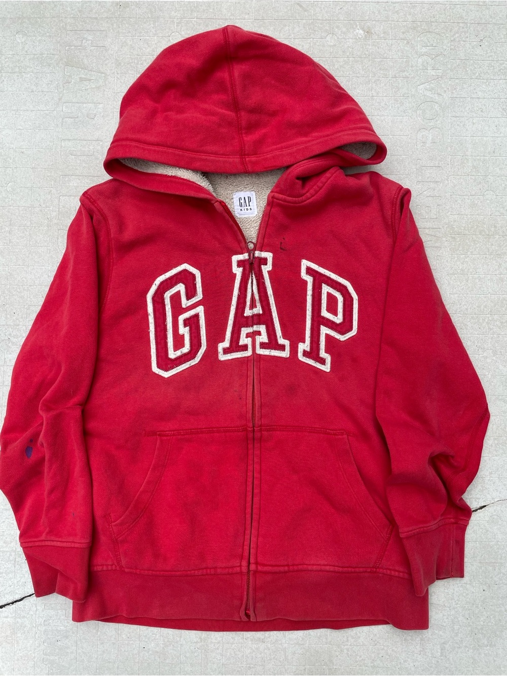 GAP Red Hooded Zip Front Sweatshirt